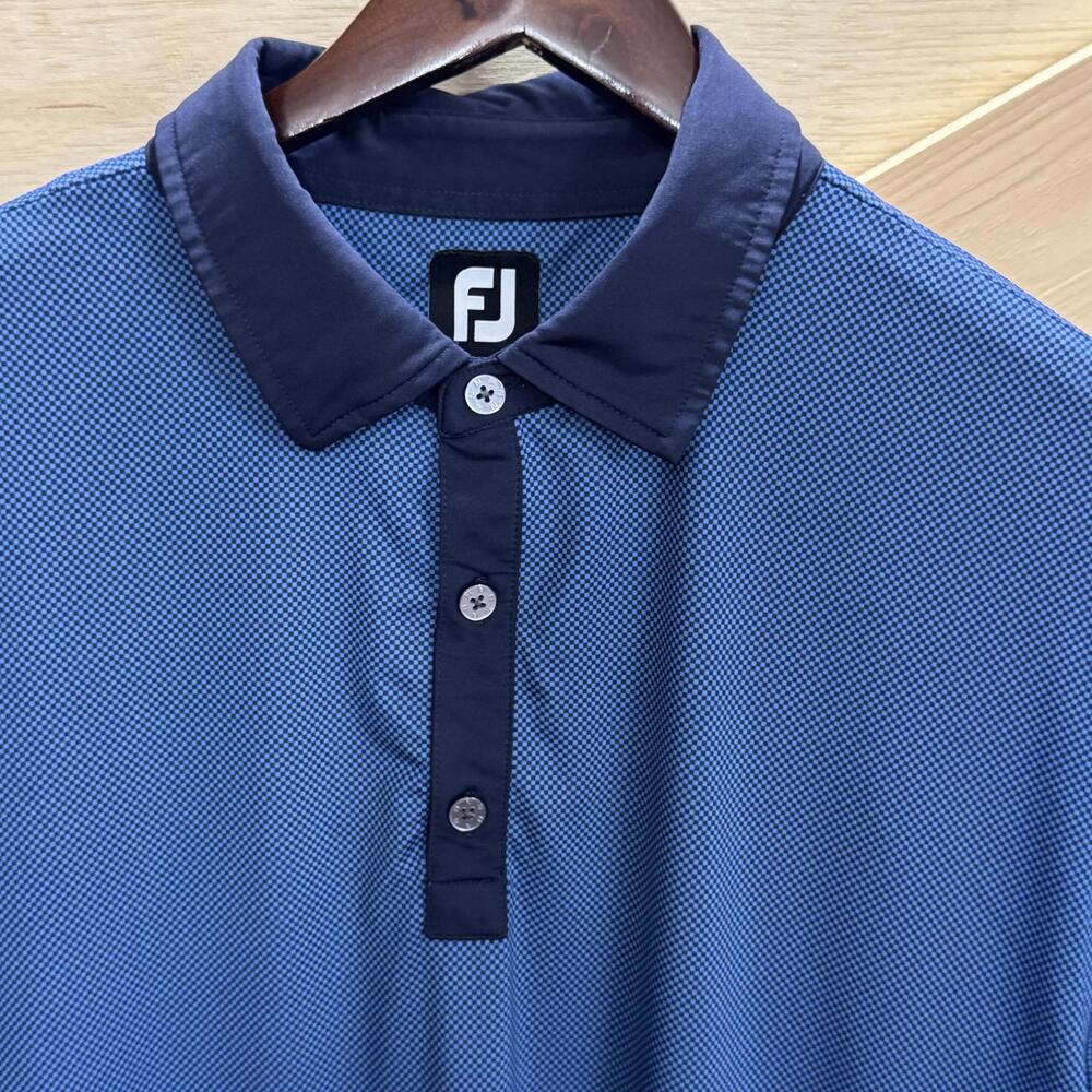 FJ Foot Joy Polo Shirt Mens Large Navy Blue Geometric Performance Golf - Picture 3 of 12